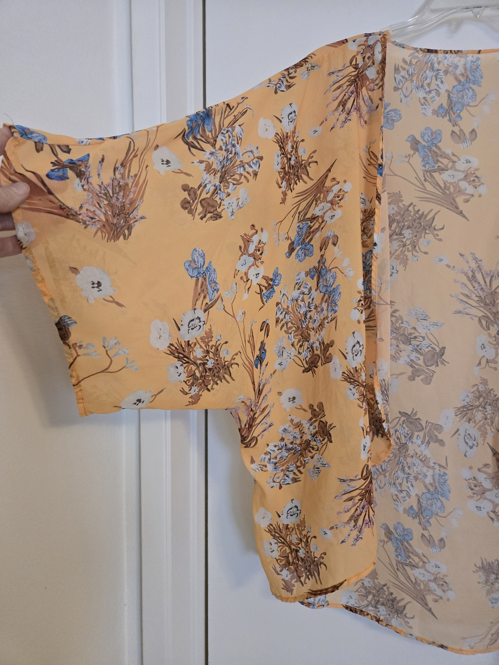 Amazon Apricot Yellow Bontanical Floral Sheer Kimono - Picture 3 of 3